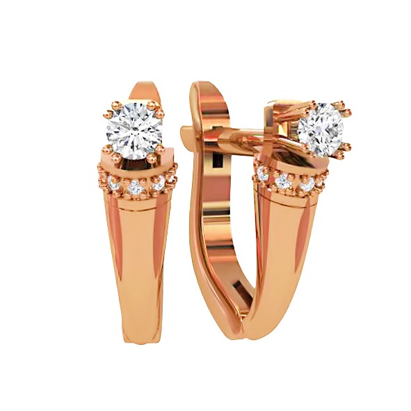 Earrings with diamonds Red gold / 14 kt