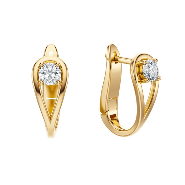 Women's  gold earrings with diamonds