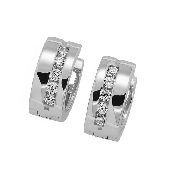 Серебряные Креолы с цирконием