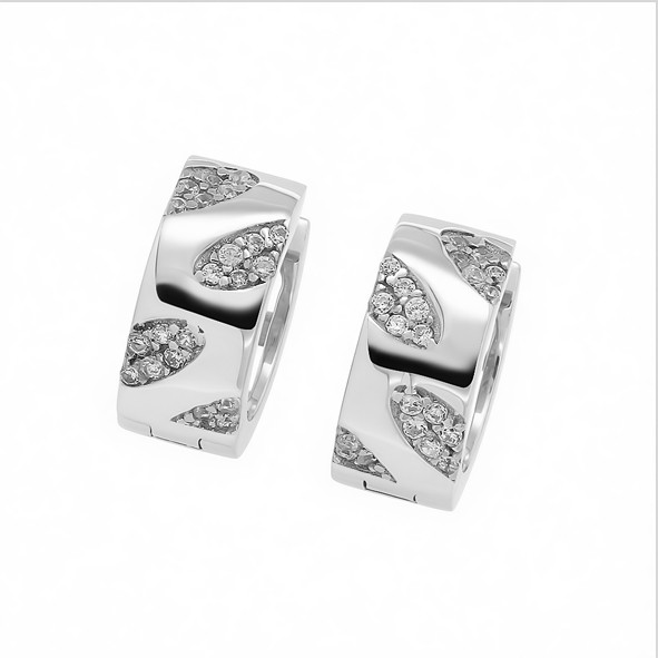 Серебряные Креолы с цирконием