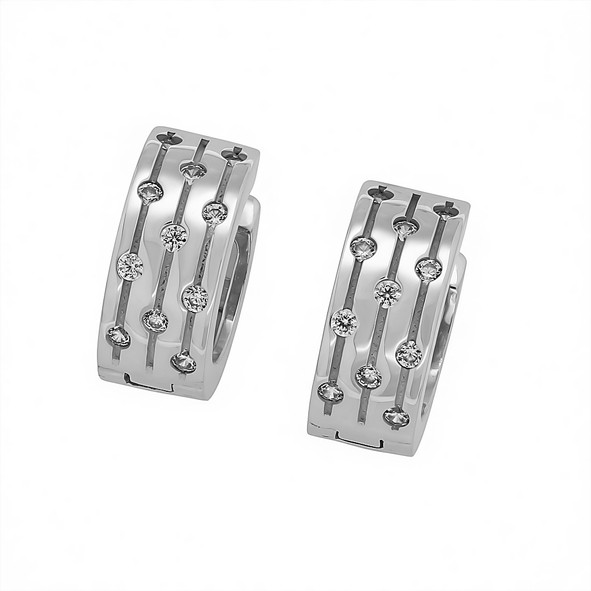 Серебряные Креолы с цирконием