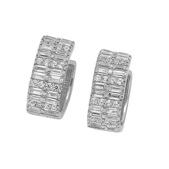 Серебряные Креолы с цирконием