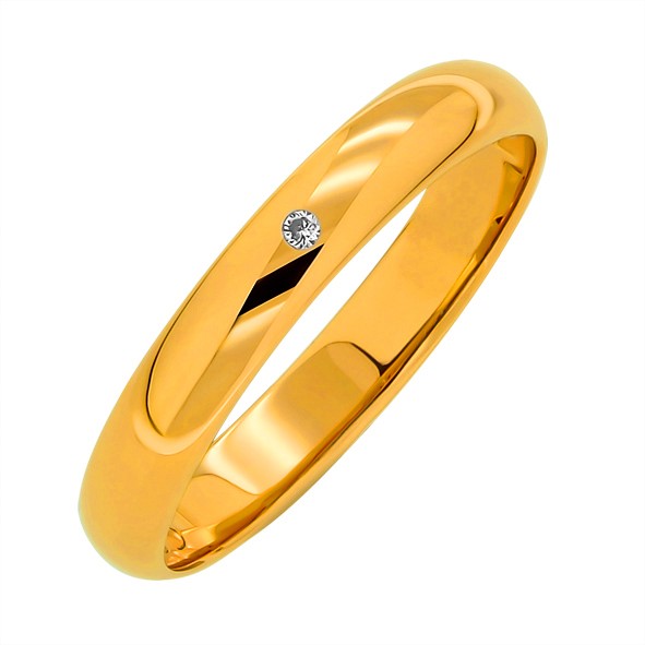 Gold wedding ring with diamond