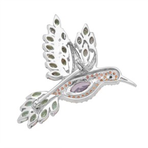 Brooch, hummingbird, silver