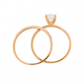 Ladies ring in red gold 585 with Zirconia