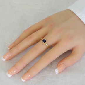 Ladies ring in yellow gold 585 with sapphire 17,5(55)
