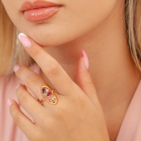 Damenring in Rotgold 585 mit Zirkonia