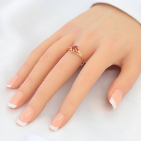 Ladies ring in red gold ruby 18,5(58)