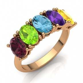 Gold ring with real stones