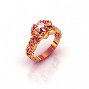Golden ring Babyfoot with diamonds