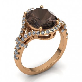 Ring with smoky quartz and diamond