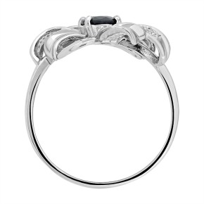 Женское кольцо с сапфиром и цирконием из серебра 19(60)