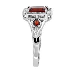 Ladies ring with granat and zirconia in silver 19,5(61)