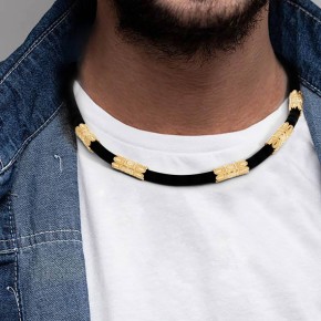 Kautschuk-Collier mit Goldelementen