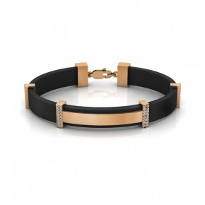 Rubber bracelet with gold elements and zirconia