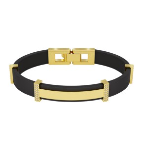 Rubber bracelet with gold elements and zirconia