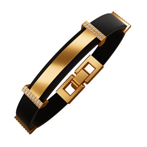 Rubber bracelet with gold elements and zirconia