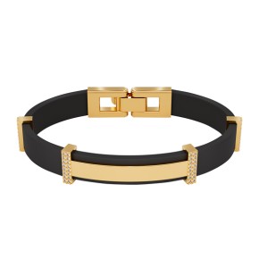 Rubber bracelet with gold elements and zirconia