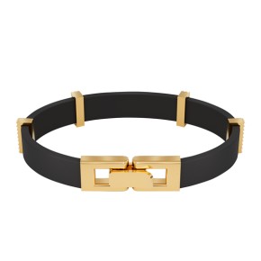 Rubber bracelet with gold elements and zirconia