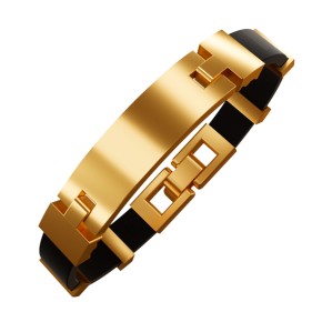 Rubber bracelet with gold elements