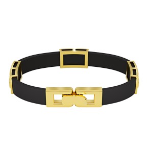 Rubber bracelet with gold elements and zirconia