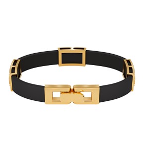 Rubber bracelet with gold elements and zirconia