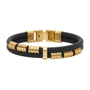 Lederarmband mit Goldelementen