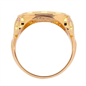 Men's ring in gold with initials 18(57) / Red gold / 14 kt