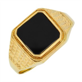 Men's Gold Ring with Onyx