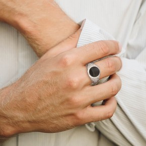 Herrenring aus Silber 925 mit Onyx