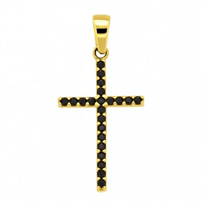 Cross in yellow gold 585 with zirconia
