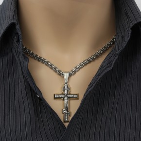 Православный крест с Распятием Христово Чернённая
