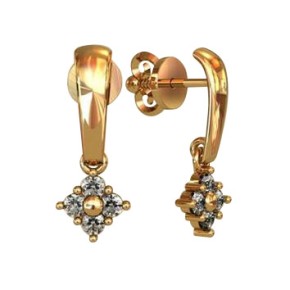 Gold earrings with zirconia