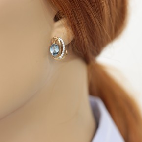 Earrings with aquamarine and zirconia