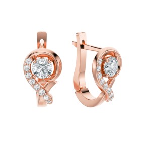 Women's  gold earrings with diamonds