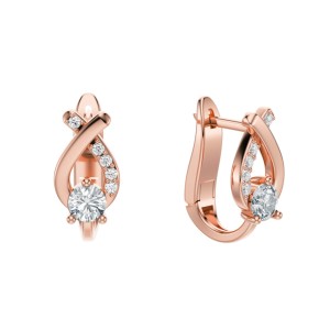 Women's  gold earrings with diamonds