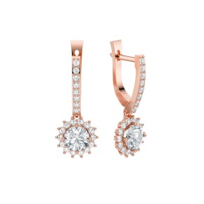 Women's  gold earrings with diamonds